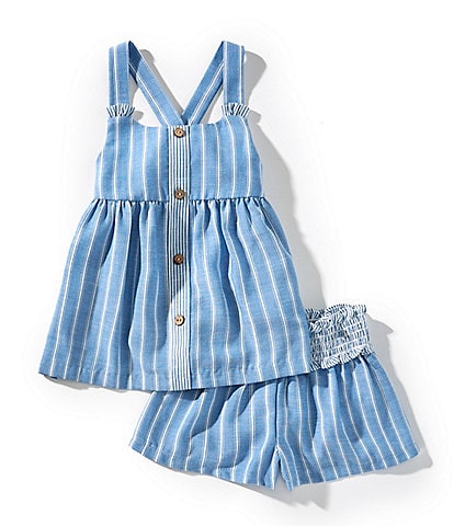Bonnie Jean Little Girls 2T-6X Striped Chambray Top & Shorts Set