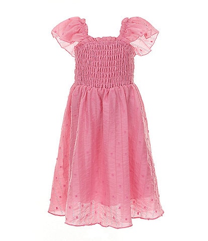 Bonnie Jean Little Girls 4-6X Flutter-Sleeve Smocked-Bodice Midi Dress