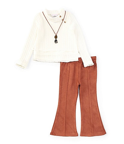 Bonnie Jean Little Girls 4-6X Long Sleeve Sweater-Knit Top & Faux-Suede Flare Leg Pant Set