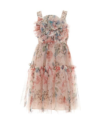 Bonnie Jean Little Girls 4-6X Oversized Flower Applique Fit & Flare Sleeveless Dress