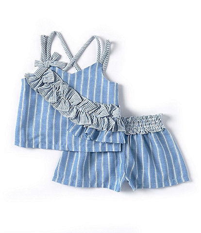 Bonnie Jean Little Girls 4-6X Sleeveless Striped Chambray Top & Matching Shorts Set