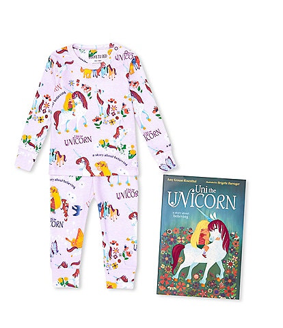 Books To Bed Baby Girls 12-24 Months Long Sleeve Uni The Unicorn Two-Piece Pajamas & Book Set