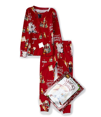 Books To Bed Little/Big Boys 2-10 Santa's Beard Pajama's & Book Set