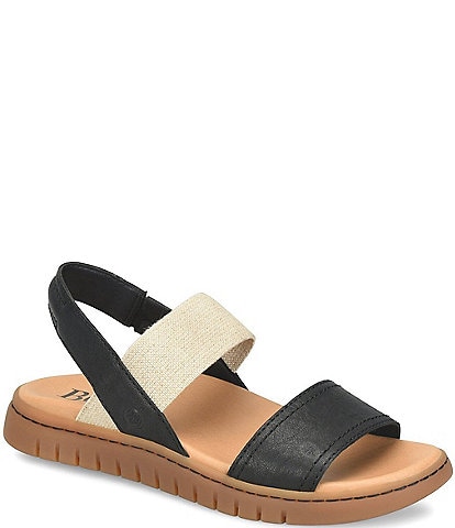 Born Amabel Leather and Elastic Slingback Sandals