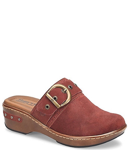 Born Banyan Suede Buckled Strap Suede Leather Clogs