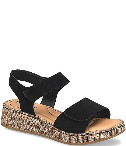 Born Cabnas Suede Hook-and-Loop Ankle Wrap Sandals