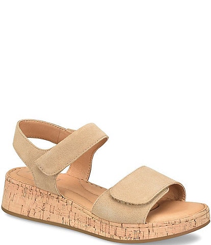 Born Cabnas Suede Hook-and-Loop Ankle Wrap Sandals