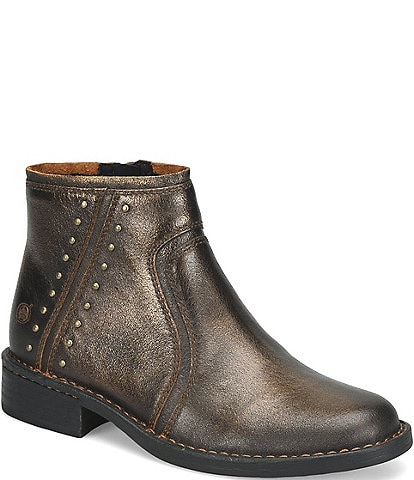 Born Cincy Studded Metallic Leather Booties