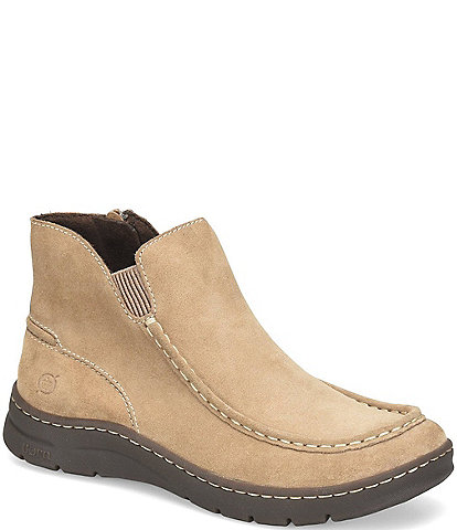 Born Devoe Waterproof Suede Moc Toe Ankle Booties