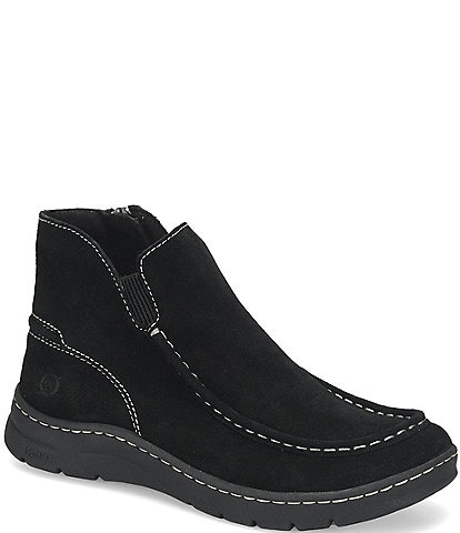 Born Devoe Waterproof Suede Moc Toe Ankle Booties