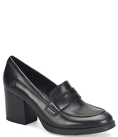 Born Holliston Leather Penny Loafer Pumps