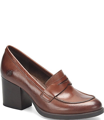 Born Holliston Leather Penny Loafer Pumps