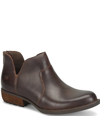 Born Kerri Leather Ankle Block Heel Booties