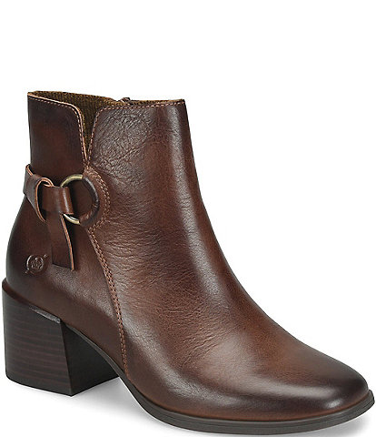 Born Livvy Leather Ring Knot Block Heel Booties