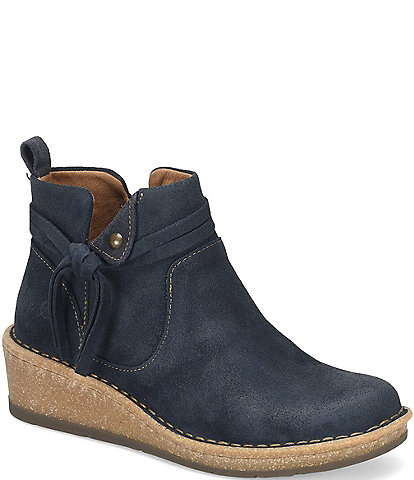 Born Vaughn Distressed Suede Wedge Ankle Booties