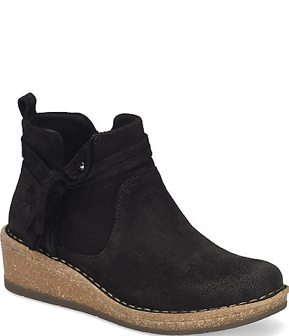 Born Vaughn Distressed Suede Wedge Ankle Booties