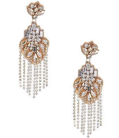 Borrowed & Blue By Southern Living Embellished Crystal Statement Earrings with Rhinestone Tassels
