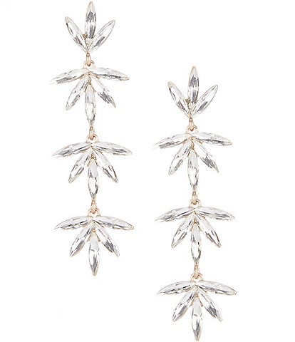 Borrowed & Blue by Southern Living Flower Linear Crystal Gold Statement Earrings