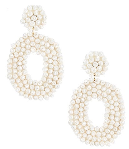 Borrowed and Blue by Southern Living Beaded Pearl Hoop Statement Earrings