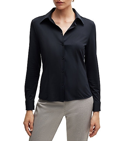 BOSS by Hugo Boss Boanna Woven Point Collar Long Sleeve Button Front Blouse