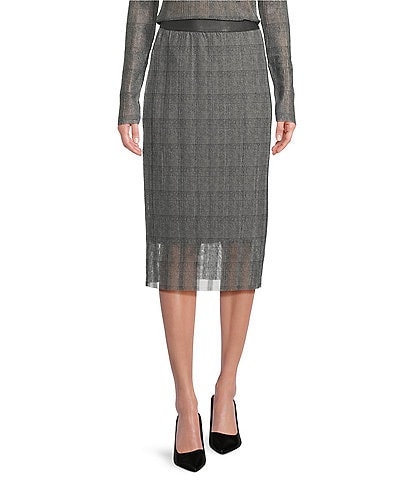 BOSS by Hugo Boss Evibelle Woven Glencheck High Rise Pencil Skirt