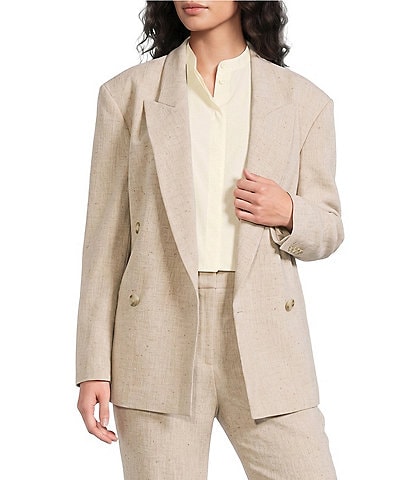 BOSS by Hugo Boss Jaleto Textured Slub Woven Double Breasted Blazer