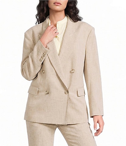 BOSS by Hugo Boss Jaleto Textured Slub Woven Double Breasted Coodinating Blazer