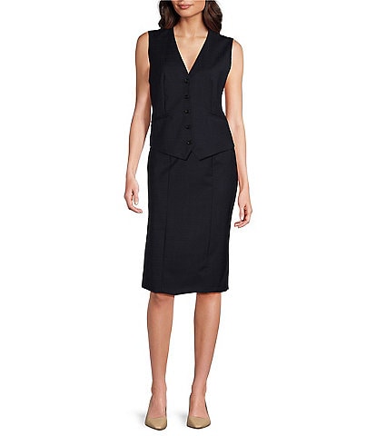 BOSS by Hugo Boss Janero Wool V-Neckline Button-Front Vest & Coordinating Vanorda 2 Wool Pencil Skirt