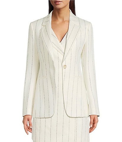 BOSS by Hugo Boss Pinstripe Point Lapel Long Sleeve Single Breasted Blazer