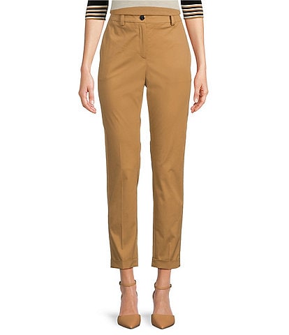 BOSS by Hugo Boss Tachinoa Classic Stretch Cotton Twill Tapered Slim Leg Pleated Ankle Pants