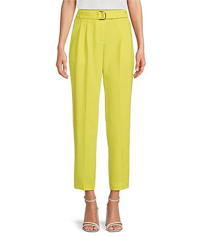 BOSS by Hugo Boss Tapiah Coordinating Straight Tapered-Leg Pleated Belted Cropped Pants