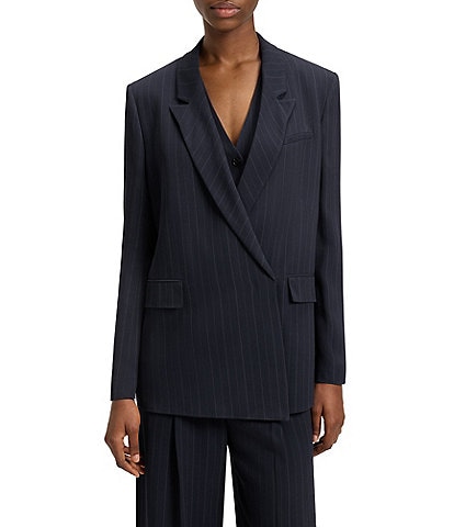 BOSS By Hugo Boss Woven Pinstripe Point Lapel Long Sleeve Blazer