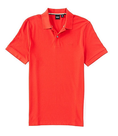 for Men Clearance red Polo Shirt with White Collar Dark Brown