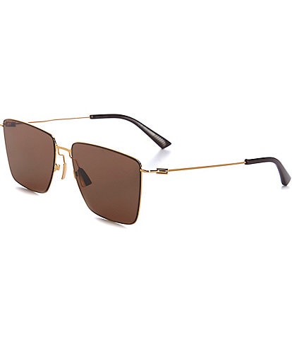 Bottega Veneta Men's BV1267 Thin Triangle 58mm Square Sunglasses