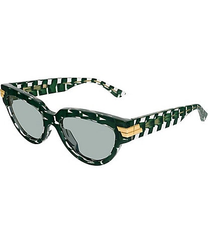 Bottega Veneta Women's Bold Ribbon 55mm Intreccio Pattern Cat Eye Sunglasses