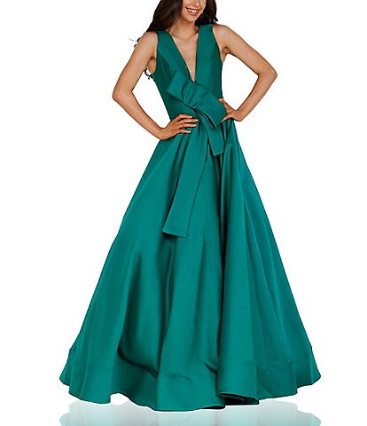 Bow Front V-Neck Ball Gown