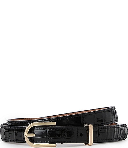 BRAHMIN 0.75" Classic Croco Embossed Leather Belt