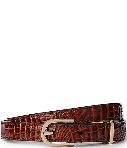 BRAHMIN 0.75#double; Classic Croco Embossed Leather Belt