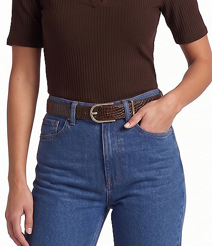 BRAHMIN Classic Croc Embossed Leather Belt