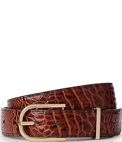 BRAHMIN 1.25#double; Classic Croc Embossed Leather Belt