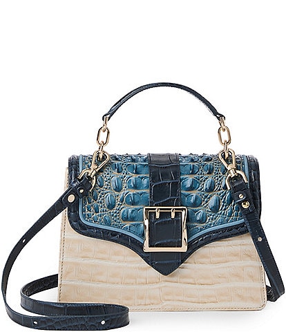 BRAHMIN Acoustic Collection Mindful Grey Small Hallie Satchel Bag