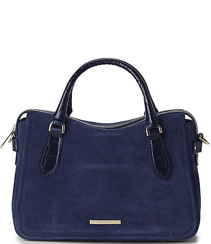 BRAHMIN Angora Collection Navy Micaela Mid Satchel Bag