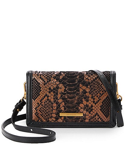 BRAHMIN Bronze Captivate Collection Minuette Snake Embossed Crossbody Bag