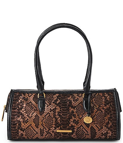 BRAHMIN Bronze Captivate Collection Sophia Snake Embossed Satchel Bag