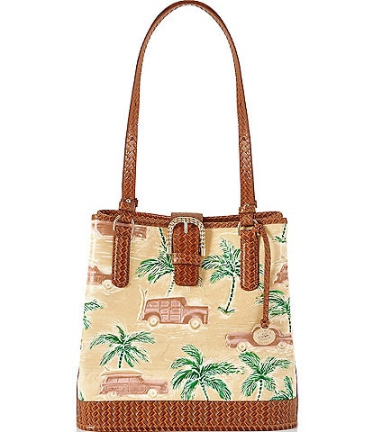 BRAHMIN Copa Cabana Collection Honey Brown Fiora Leather Hobo Bucket Bag