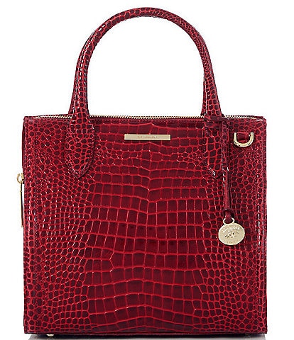 BRAHMIN Glissandro Collection Red Small Caroline Satchel Bag
