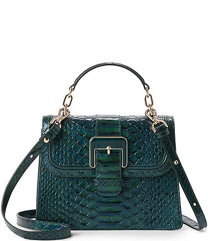 BRAHMIN Kalopsia Collection Small Hallie Evergreen Satchel Bag