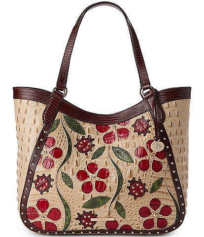 BRAHMIN Ladybird Collection Aliza Floral Lady Bug Tote Bag