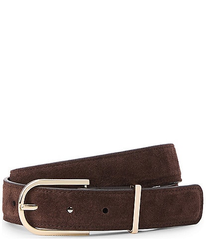 BRAHMIN Medium Suede Gold Buckle Belt