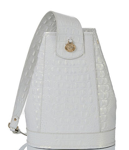 BRAHMIN Melbourne Collection Allie Shell White Leather Sling Backpack